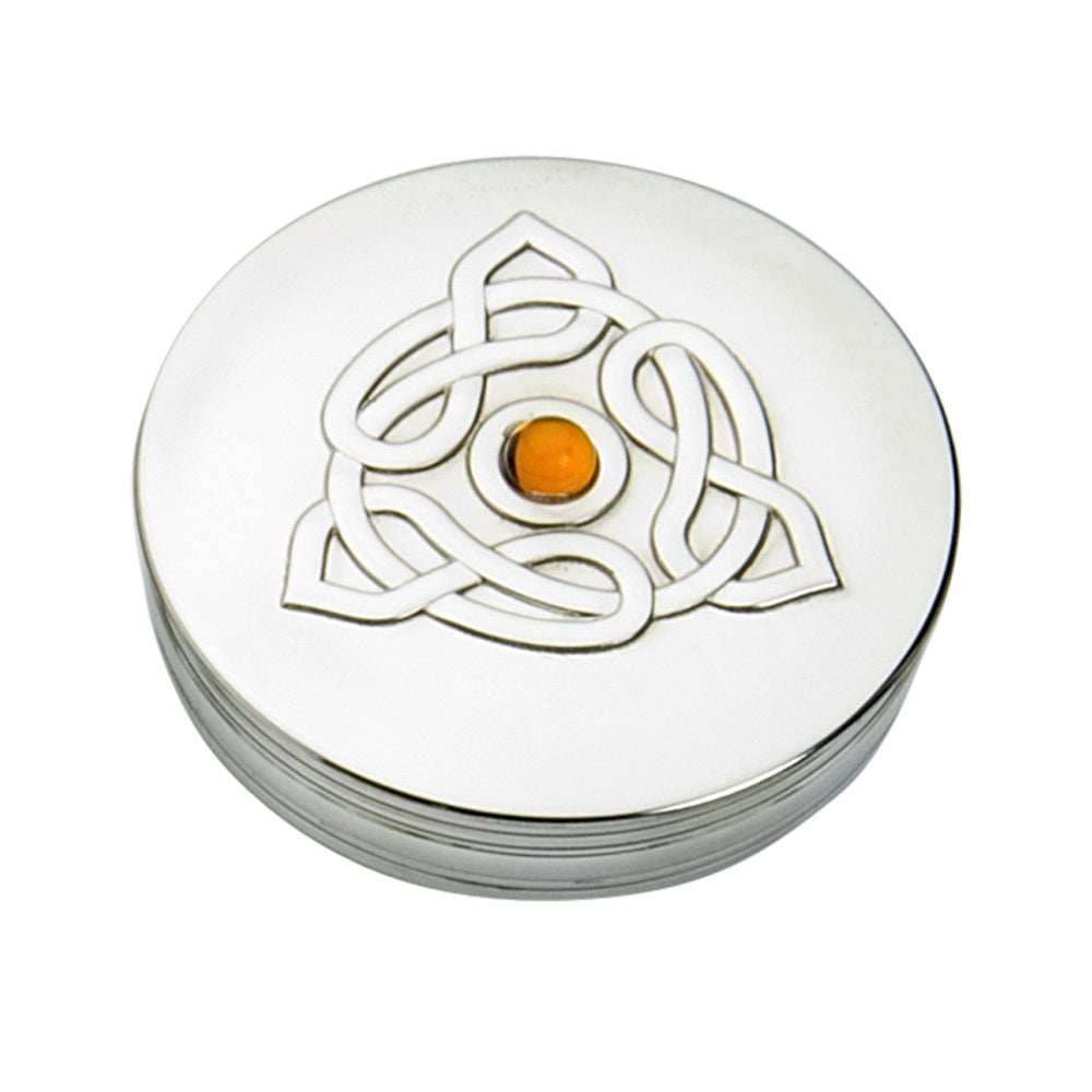 90mm Round Trinket Box  Topaz   Triangle