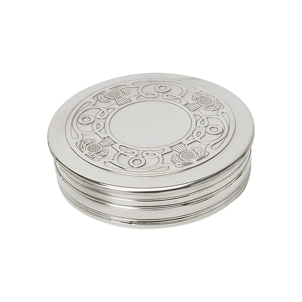 90mm Round Trinket Box  Celtic/Thistle