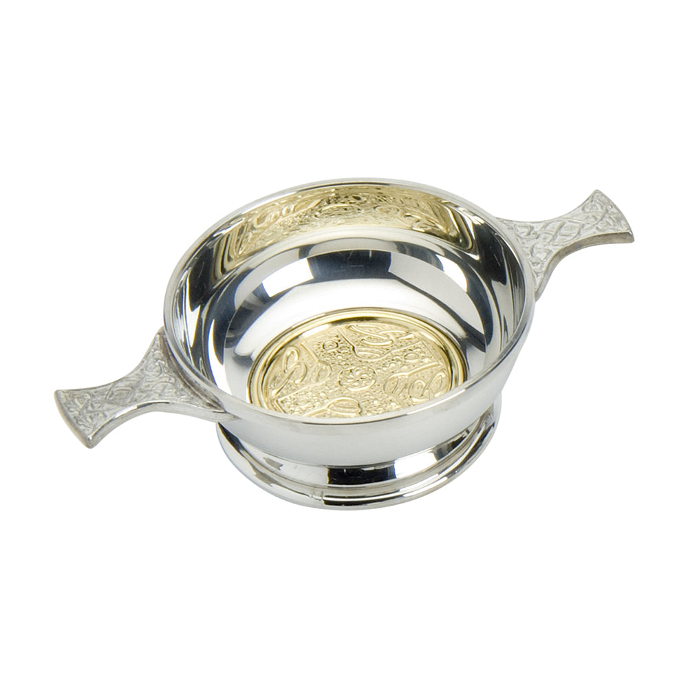 4" Quaich  Celtic Cross - Brass
