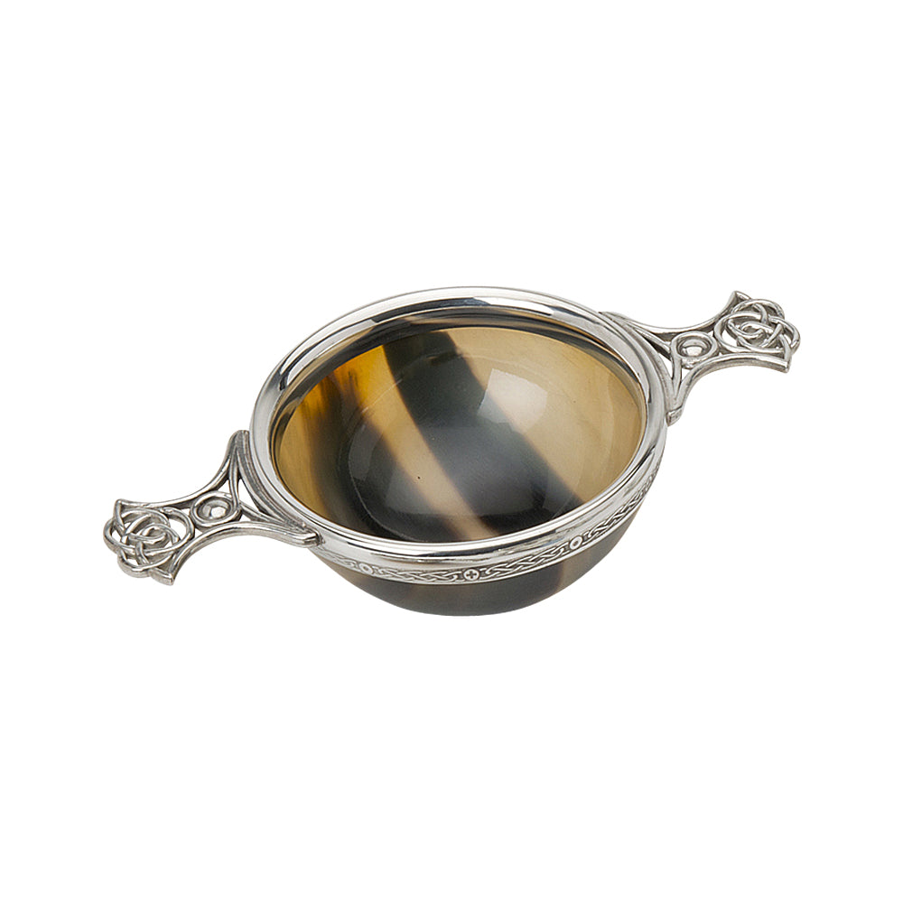 4" Quaich with Horn Bowl Pewter Bowl