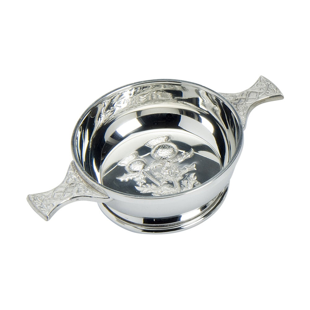 4" Quaich, Stamped Thistle  No Wire