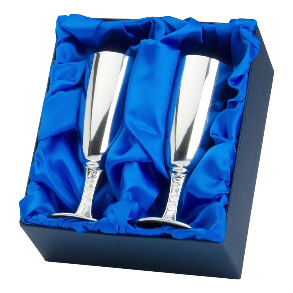 Pair 6" Goblets  Flute Bride and Groom