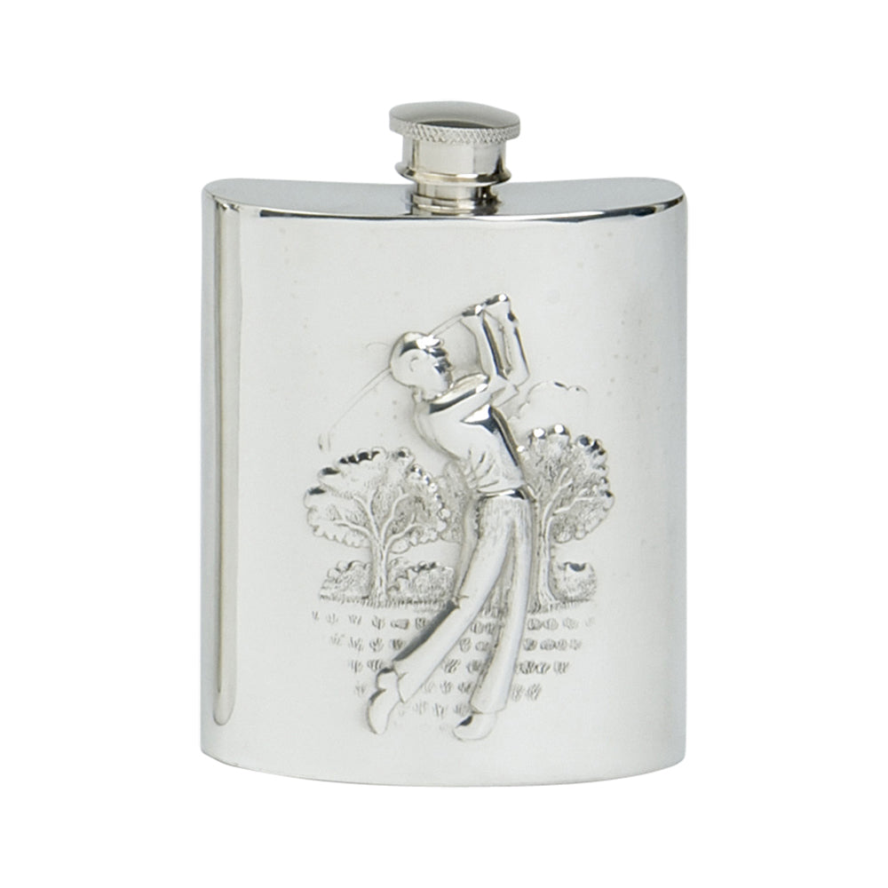 6oz Hip Flask, Stamped Golf Scene