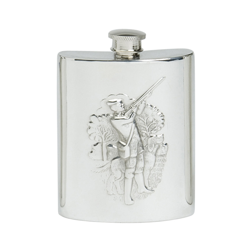 4oz Hip Flask, Stamped Shooting Scene