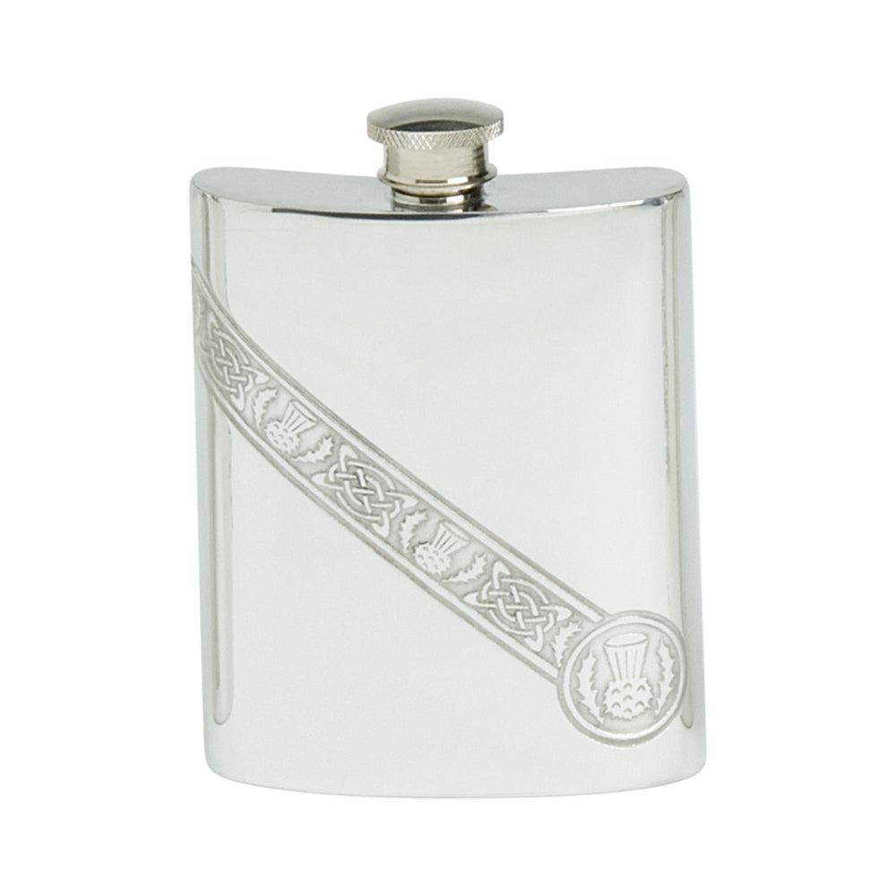 6oz Hip Flask, Celtic/Thistle Wire