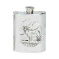 6oz Hip Flask, Stamped Stag Scene