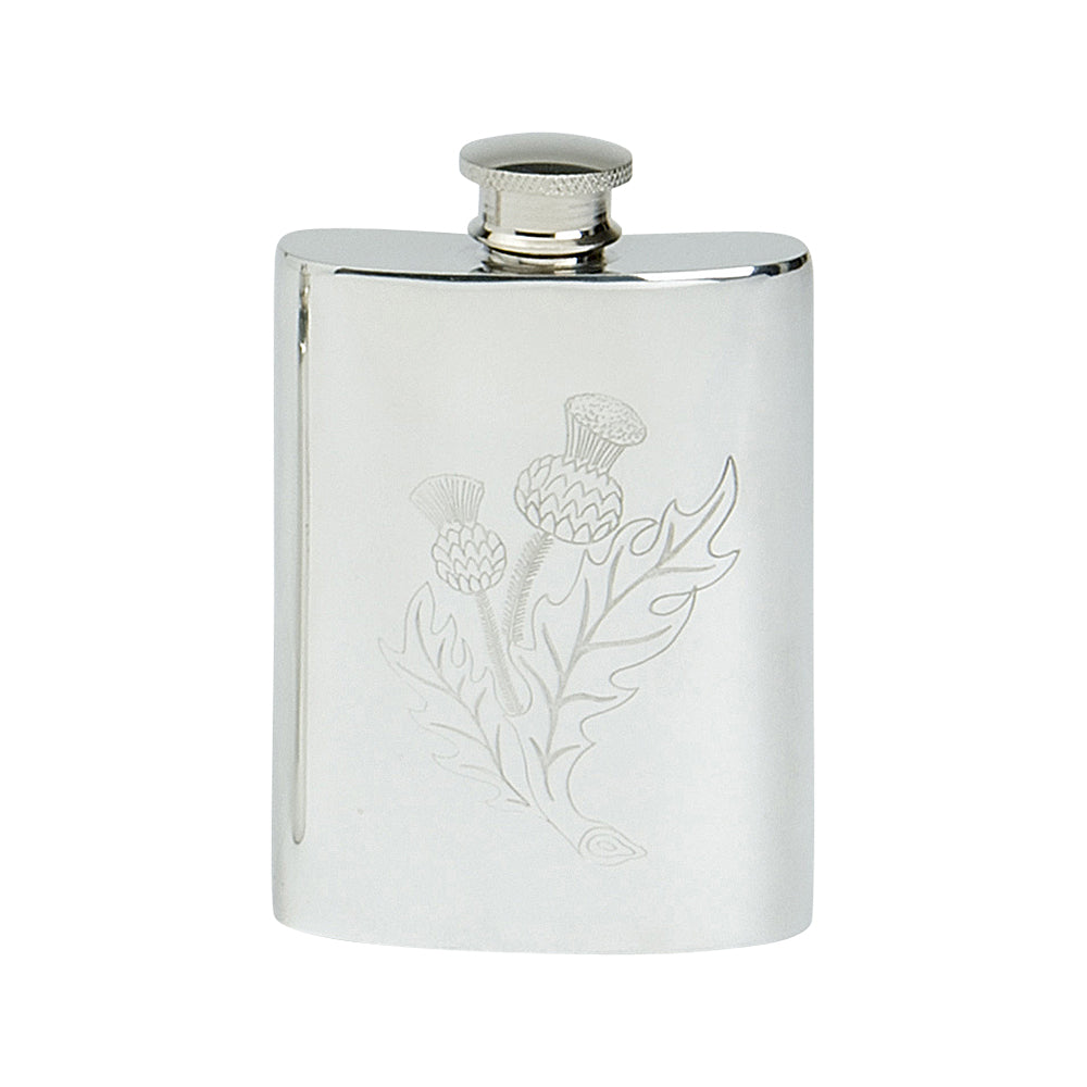 4oz Hip Flask, Stamped Thistle