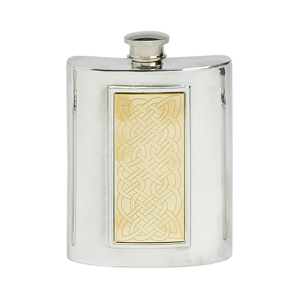 6oz Hip Flask Brass Insert Celtic Rope
