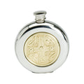 6oz Round Flask Brass Insert Celtic Cross