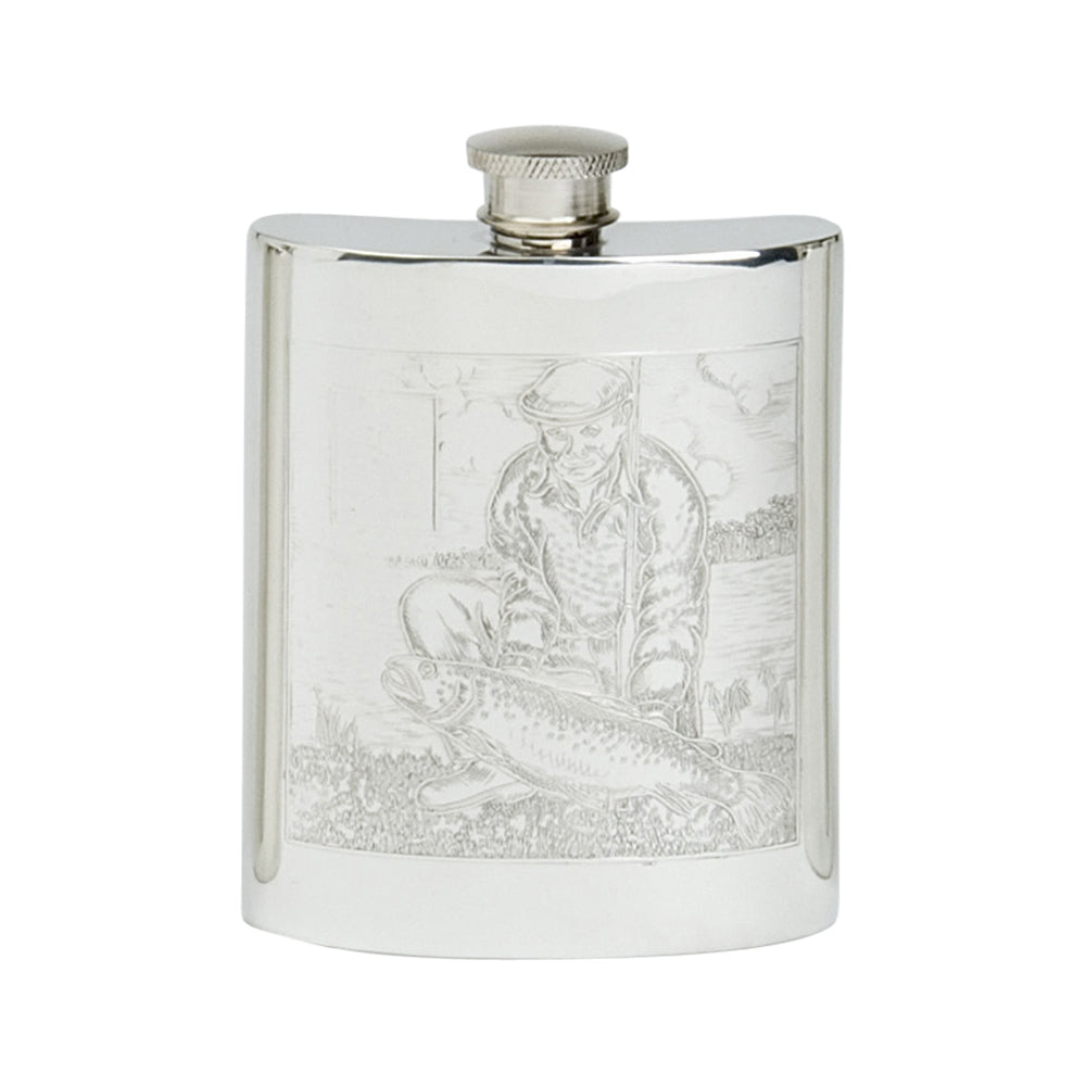 6oz Hip Flask, Fishing Scene