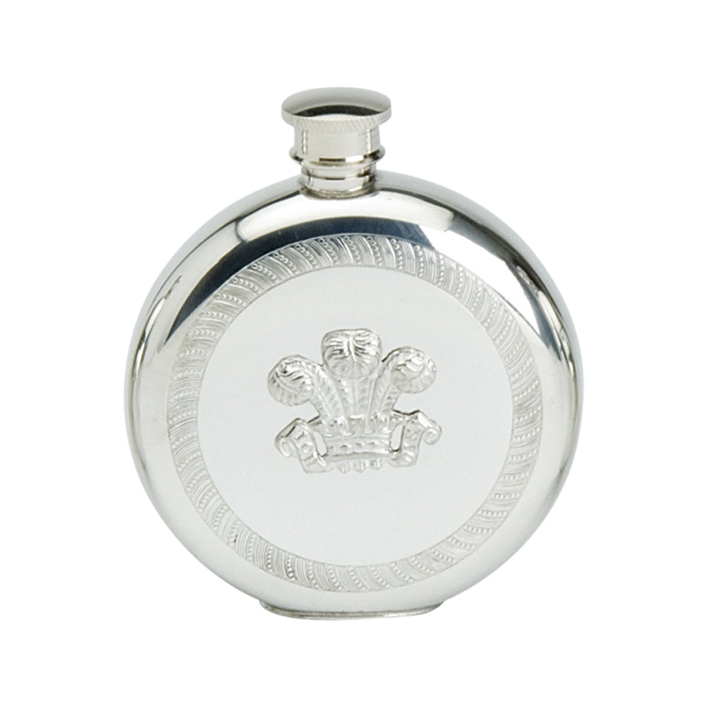 6oz Round Flask, P.W.F Badge