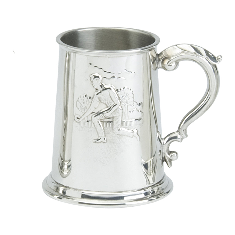 1 Pint Tankard. Stamped Bowling Scene