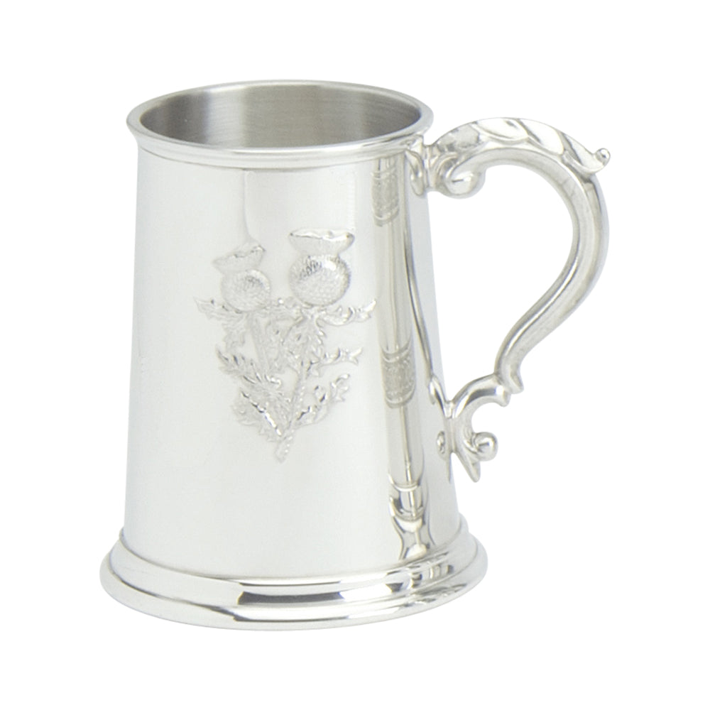 1 Pint Tankard. Stamped Thistle Scene