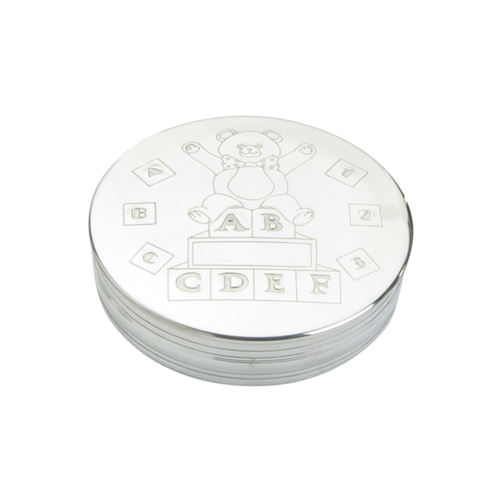 90mm Round Children's Box, ABC/123